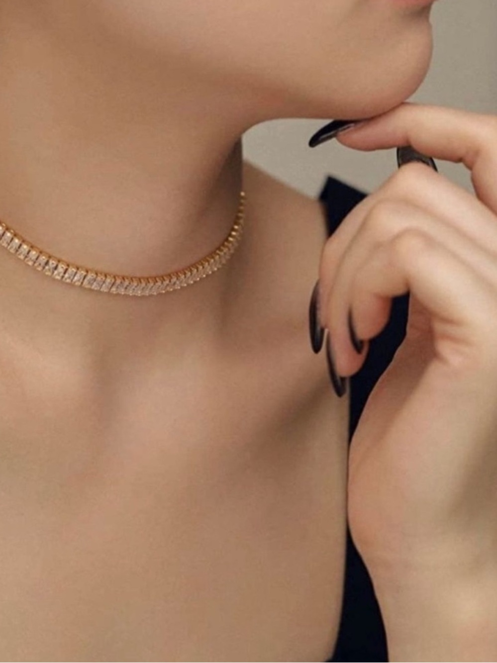 Elegant Gold Crystal Choker Necklace - Women Jewelry Necklaces - Picture 3 of 4